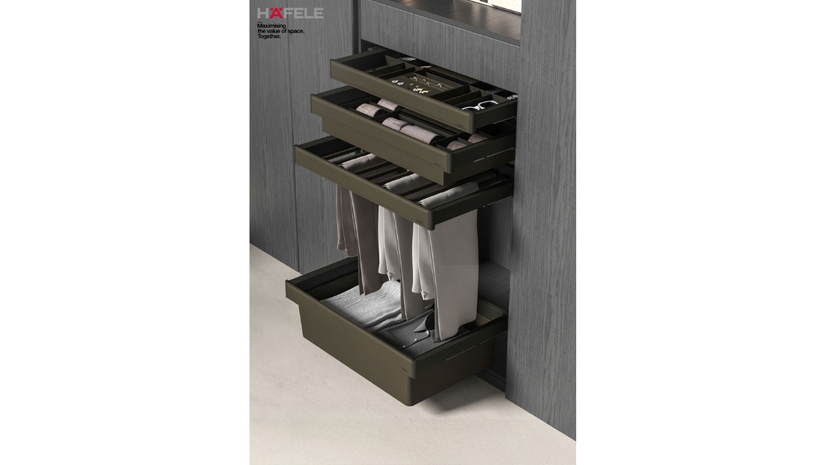 Bring Luxury and Organisation Together with Hafele’s Eminence Wardrobe Accessories