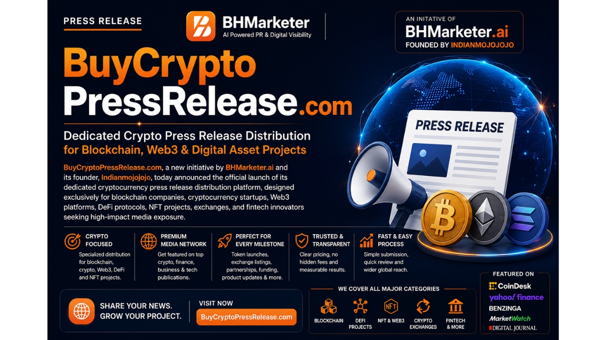 Buy Crypto Press Release dot com Launches as a New Initiative by BHMarketer.ai to Power Media Visibility for Blockchain and Web3 Projects
